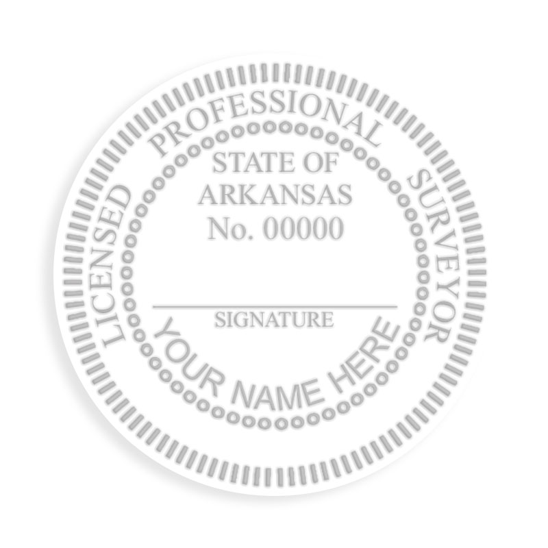 This professional land surveyor embosser for the state of Arkansas adheres to state regulations and provides top quality impressions.