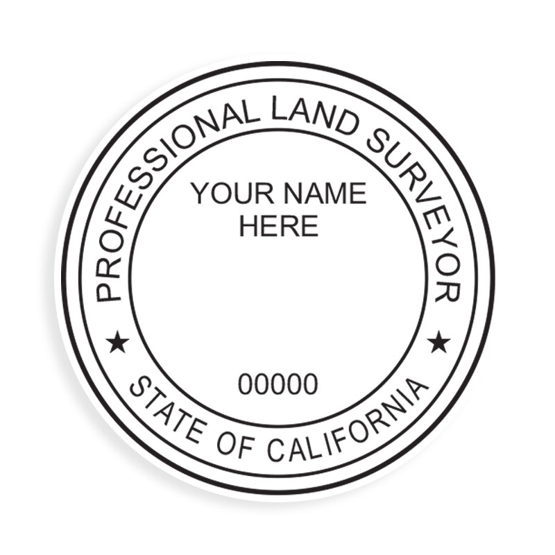 This professional land surveyor stamp for the state of California adheres to state regulations and provides top quality impressions. Orders over $75 ship free.