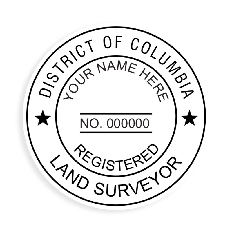 This professional land surveyor stamp for the state of District of Columbia adheres to state regulations and provides top quality impressions.