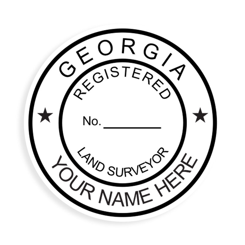 This professional land surveyor stamp for the state of Georgia adheres to state regulations and provides top quality impressions. Orders over $75 ship free.