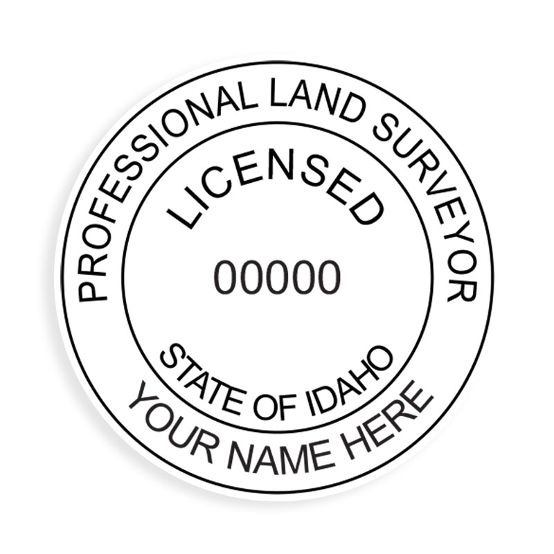 This professional land surveyor stamp for the state of Idaho adheres to state regulations and provides top quality impressions. Orders over $75 ship free.