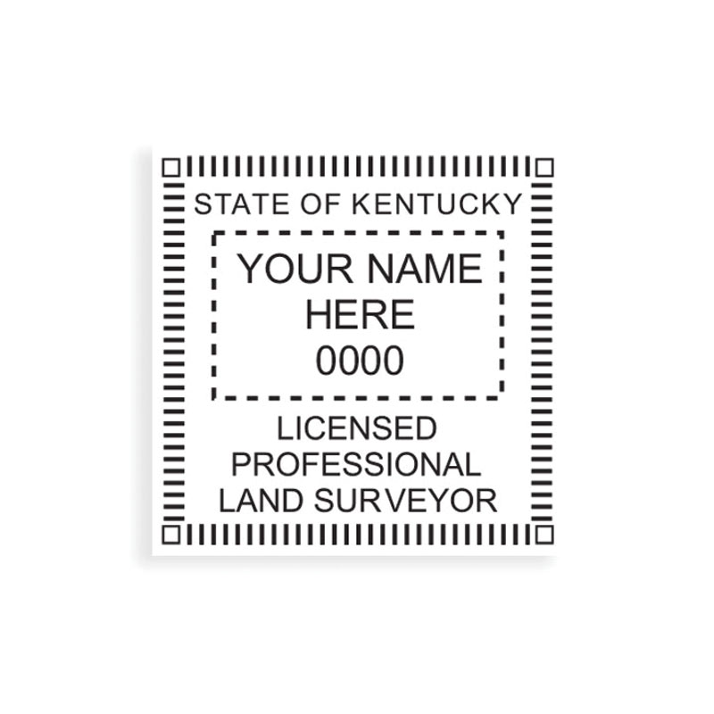 This professional land surveyor stamp for the state of Kentucky adheres to state regulations and provides top quality impressions. Orders ship free over $75.