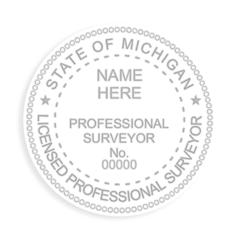 This professional land surveyor embosser for the state of Michigan adheres to state regulations and provides top quality impressions.