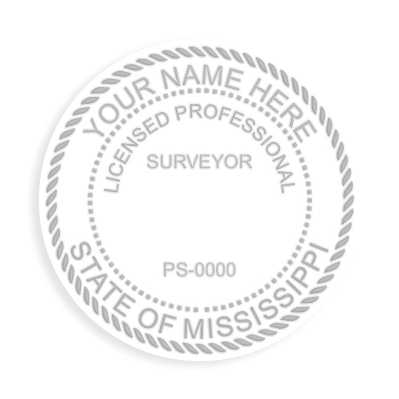 This professional land surveyor embosser for the state of Mississippi adheres to state regulations and provides top quality impressions.