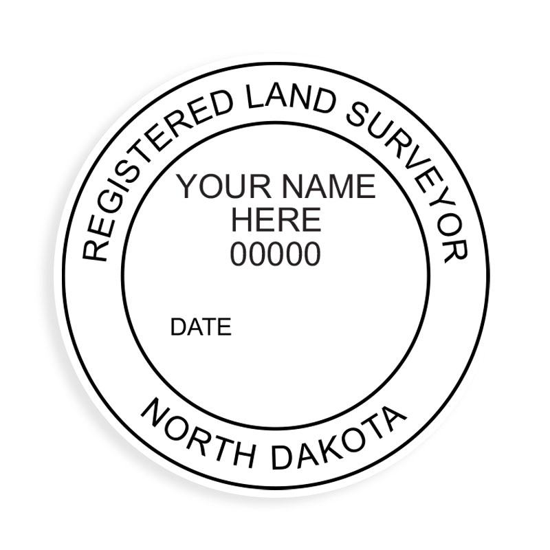 This professional land surveyor stamp for the state of North Dakota adheres to state regulations and provides top quality impressions. Orders ship free over $75.