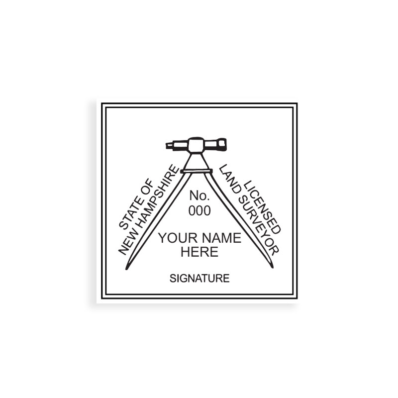 This professional land surveyor stamp for the state of New Hampshire adheres to state regulations & provides top quality impressions. Orders ship free over $75.