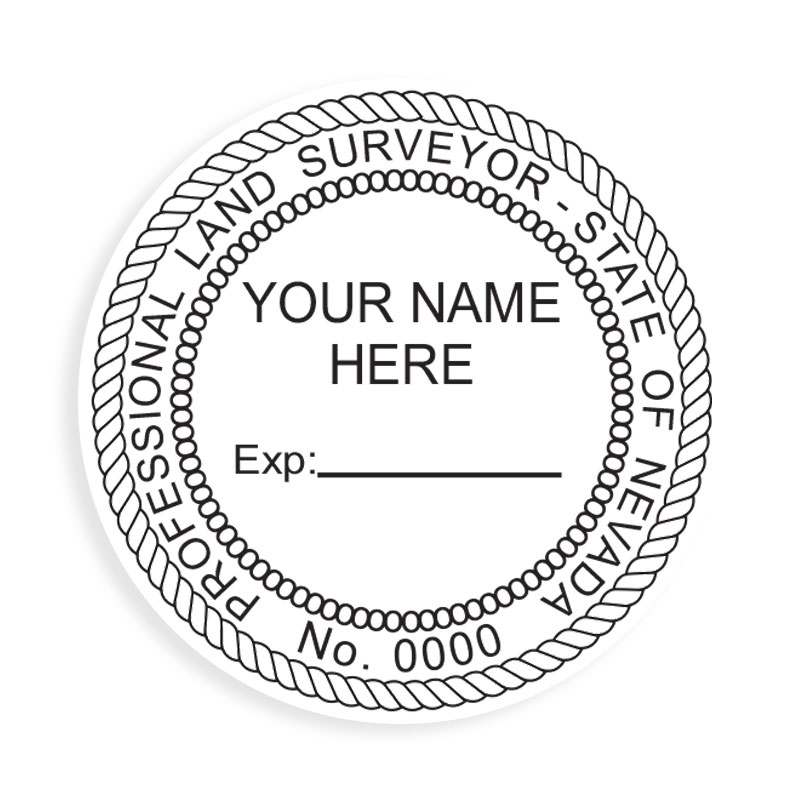 This professional land surveyor stamp for the state of Nevada adheres to state regulations and provides top quality impressions. Orders ship free over $100!