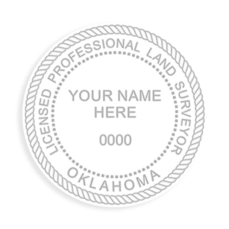 This professional land surveyor embosser for the state of Oklahoma adheres to state regulations and provides top quality impressions.