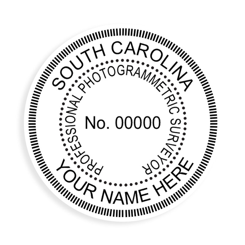 This professional photogrammetric surveyor stamp for the state of South Carolina adheres to state regulations and provides top quality impressions.