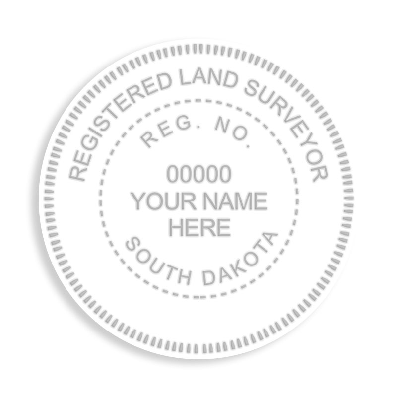 This professional land surveyor embosser for the state of South Dakota adheres to state regulations and provides top quality impressions.