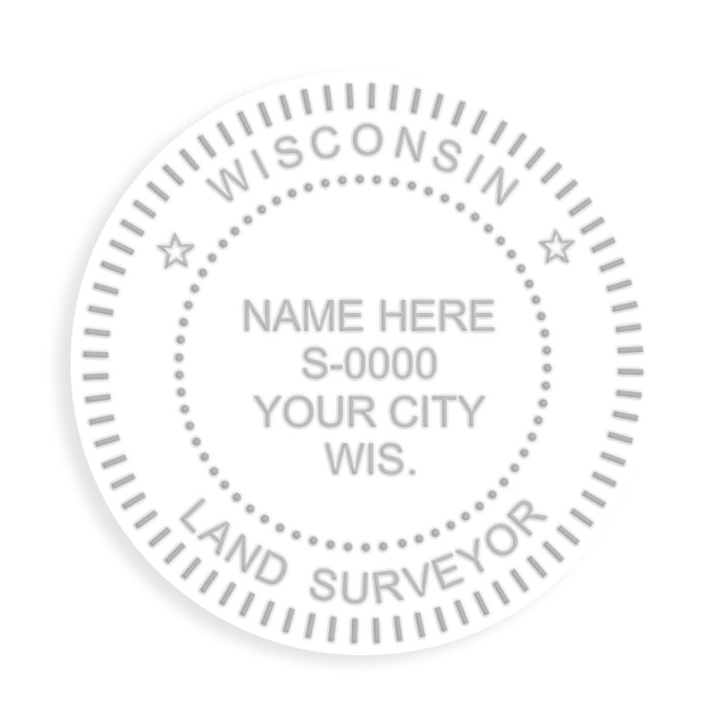 This professional land surveyor embosser for the state of Wisconsin adheres to state regulations and provides top quality impressions.