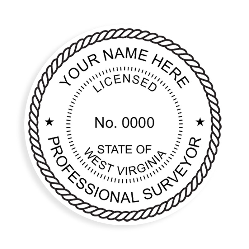 This professional land surveyor stamp for the state of West Virginia adheres to state regulations & provides top quality impressions. Orders over $75 ship free.