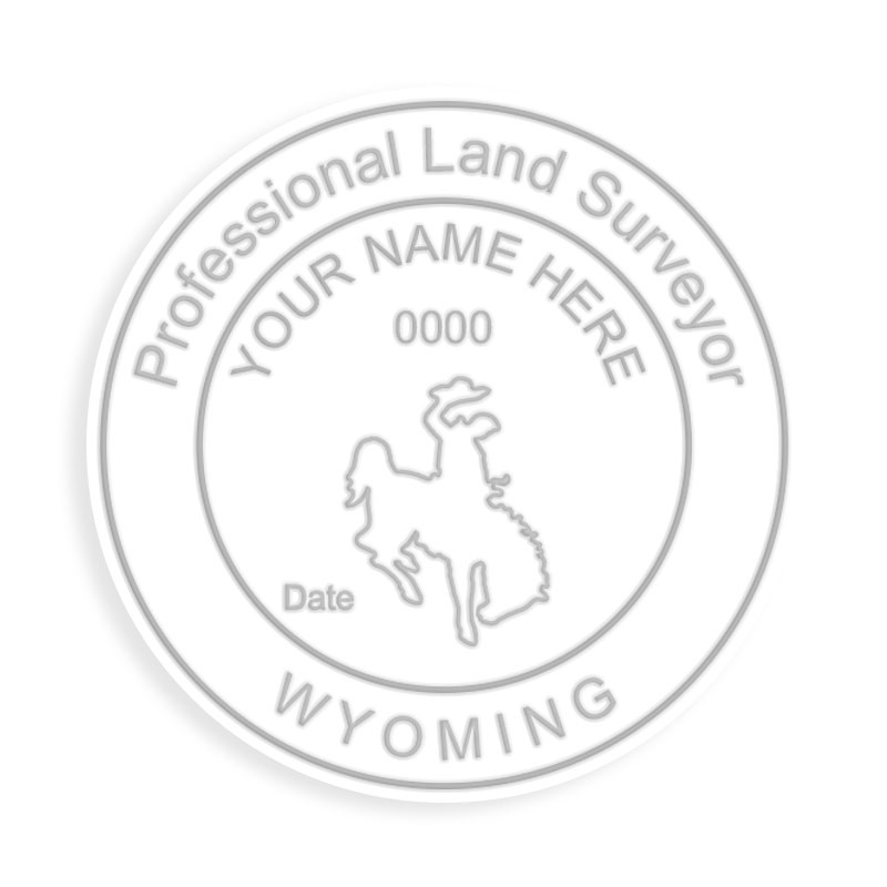 This professional land surveyor embosser for the state of Wyoming adheres to state regulations and provides top quality impressions.