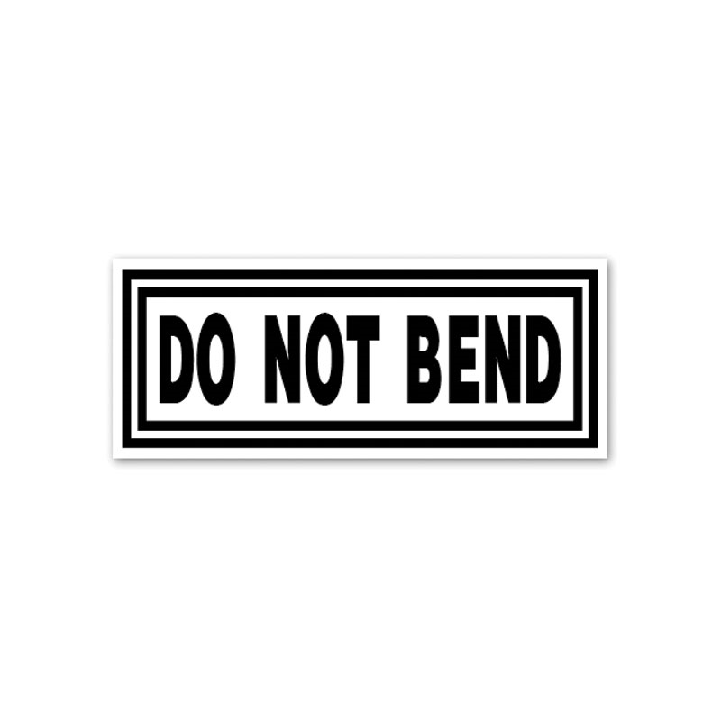 This Rectangle Do Not Bend large stock message stamp comes on a wood hand stamp and in one of 5 sizes. Separate ink pad required. Orders over $75 ship free!