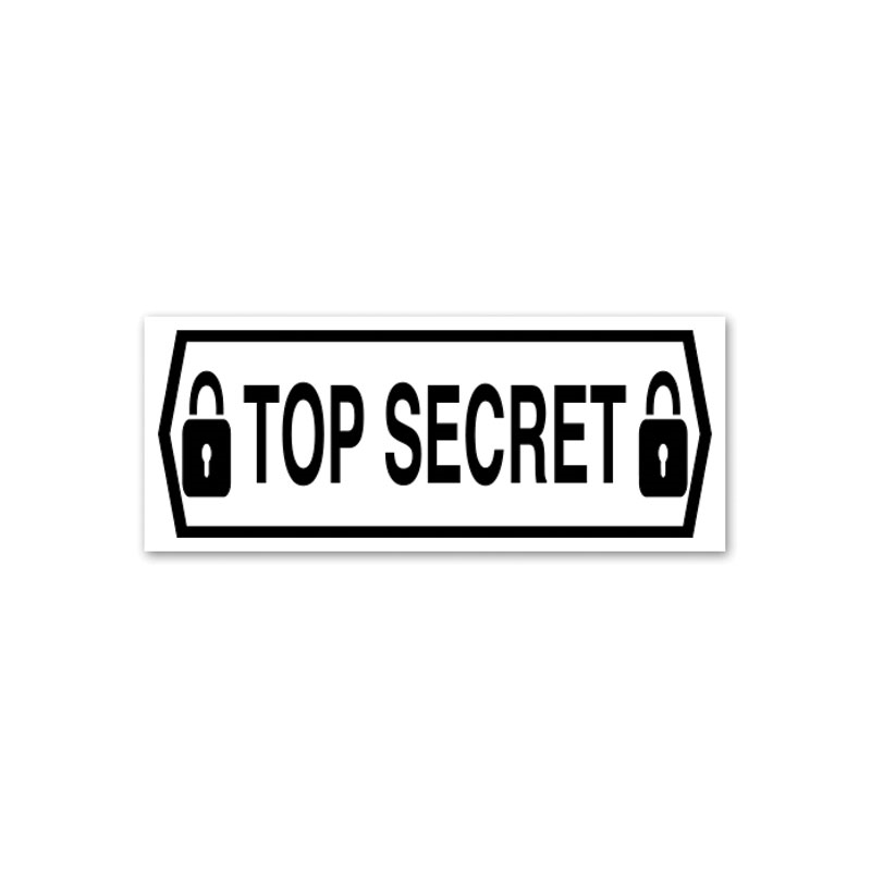 This Rectangle Top Secret with Locks large stock message comes on a wood stamp and in one of 5 sizes. Separate ink pad required. Orders over $100 ship free!