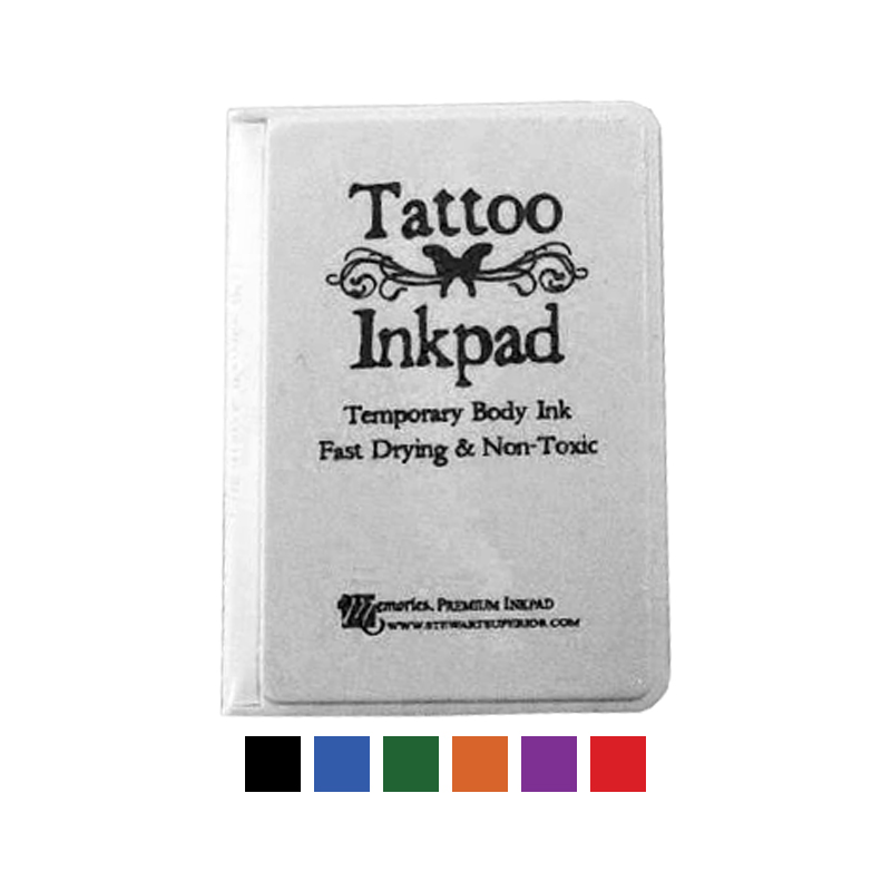 Memories Tattoo Stamp Pads for Skin. Ink dries ink seconds but the image can last for days. 6 color choices. Fast and free shipping on orders over $75!