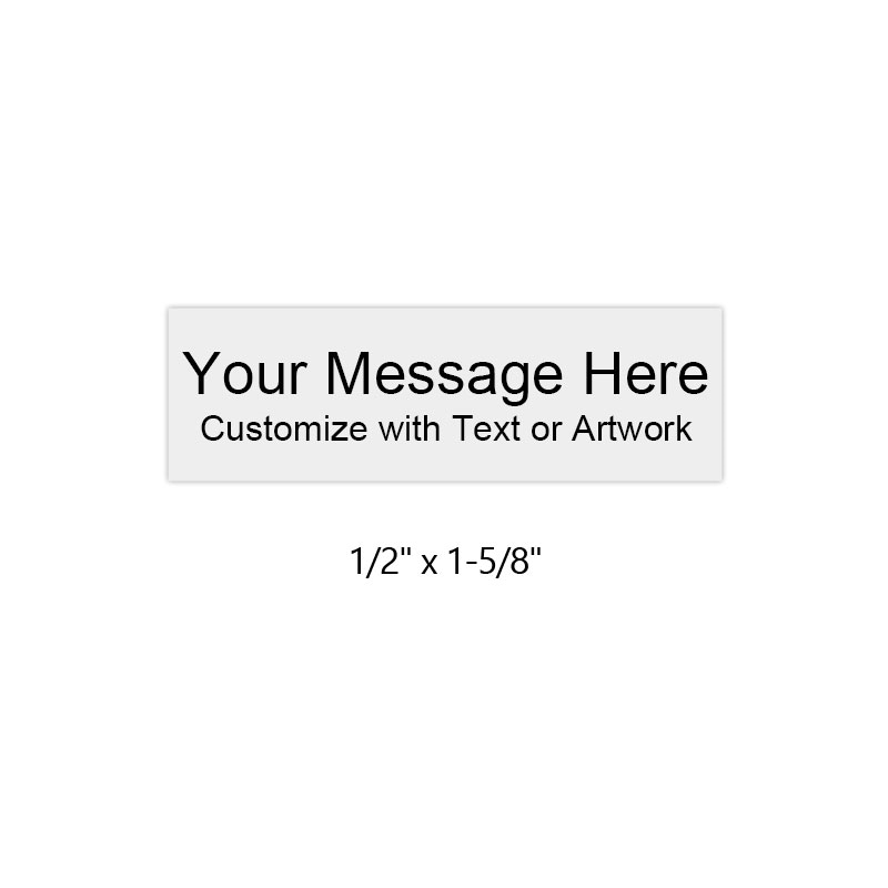 Customize this 1/2" x 1-5/8" stamp with 3 lines of text/artwork. Choose from 11 ink colors. Great for addresses or company logos. Ships in 4-5 business days.