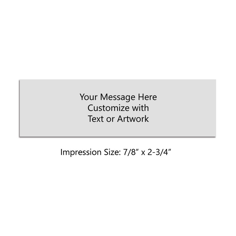 Customize this premium 7/8" x 2-3/4" stamp with up to 5 lines of text or your artwork in your choice of 11 vibrant ink colors. Ships in 4-5 business days.