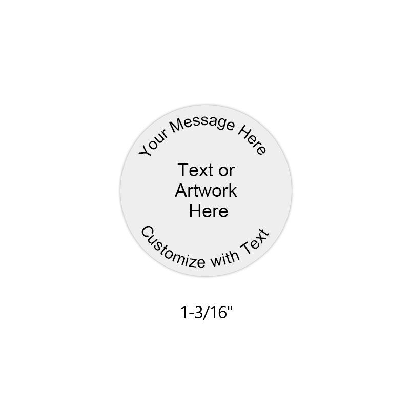 Customize this 1-3/16" round stamp with 5 lines of text or artwork in your choice of 11 ink colors. Use for logos or labels. Ships in 4-5 business days.