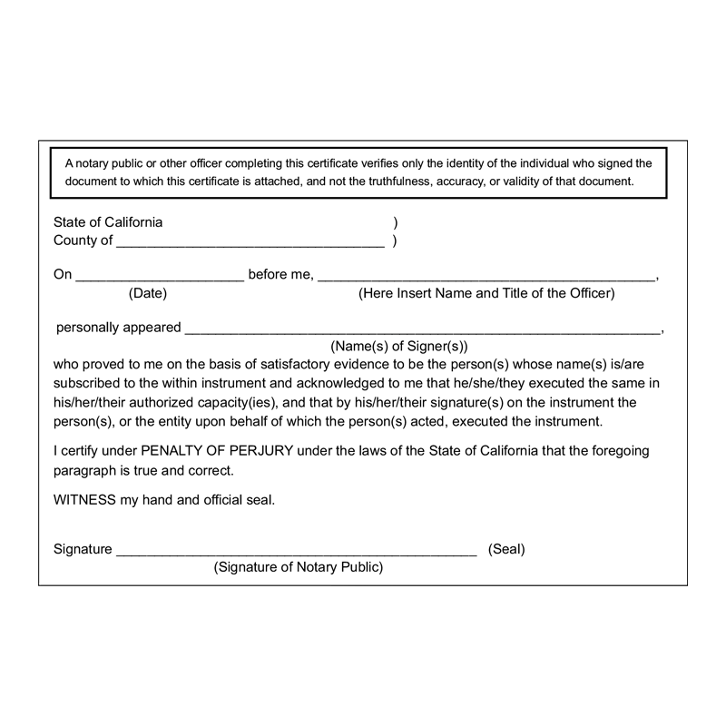 This CA Notary Acknowledgement stamp will bring convenience & professionalism to any official document. Orders over $100 ship free!