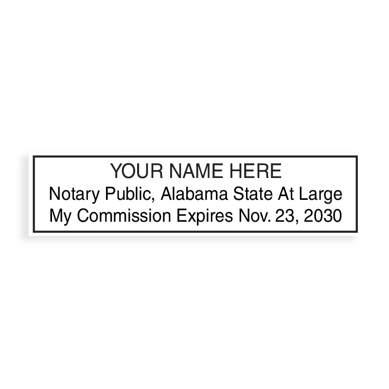 Top quality self-inking Alabama notary stamp ships in 1-2 days. Meets all state specifications and requirements. Free shipping on orders over $75!