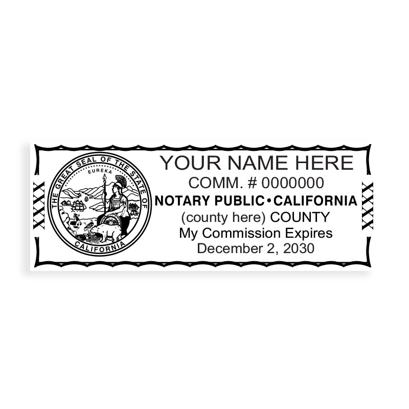 Top quality self-inking California notary stamp meets all state specifications, is fully customizable with 5 mount options. Free shipping on orders over $100!