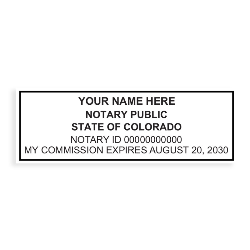 Top quality self-inking Colorado notary stamp ships in 1-2 days. Meets all state requirements and is fully customizable. Free shipping on orders over $75!