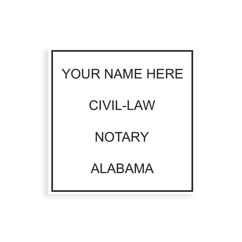 Top quality self-inking Alabama civil law notary stamp ships in 1-2 days. Meets all state specifications and requirements. Free shipping on orders over $75!