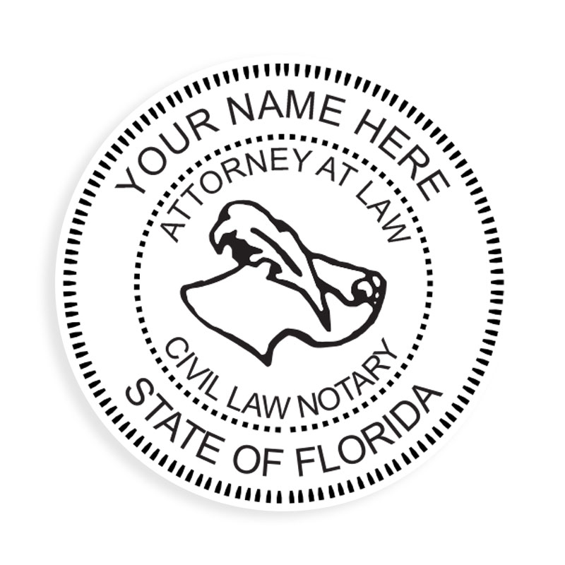 Top quality self-inking Florida civil law notary round stamp ships in 1-2 days. Meets all state specifications & requirements. Free shipping on orders over $75!