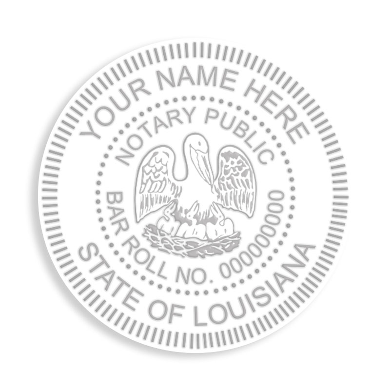 Top quality self-inking Louisiana civil law notary round embosser ships in 1-2 days. Meets all state specifications & requirements. Free shipping on orders over $100!