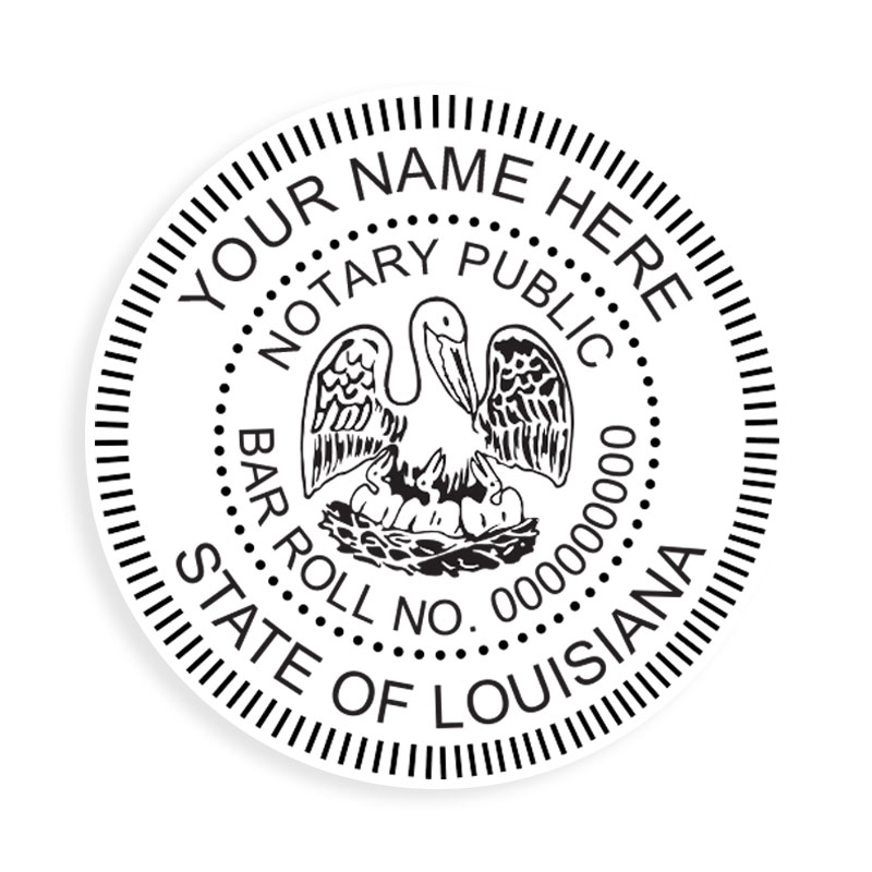 Top quality self-inking Louisiana civil law notary round stamp ships in 1-2 days. Meets all state specifications & requirements. Free shipping on orders over $100!