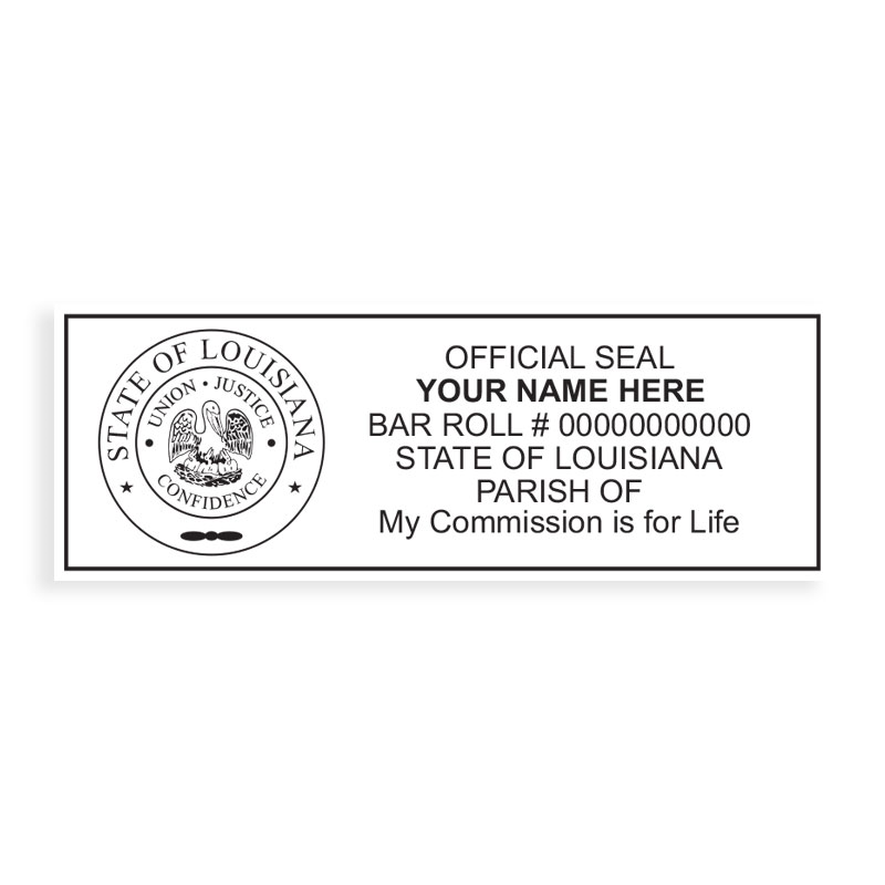 Top quality self-inking Louisiana civil law notary stamp ships in 1-2 days. Meets all state specifications and requirements. Free shipping on orders over $100!