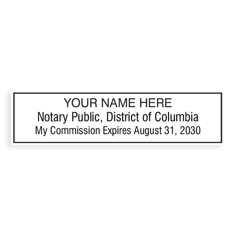 Top quality District of Columbia notary stamp ships in 1-2 days, meets all state requirements and is fully customizable. Free shipping on orders over $75!