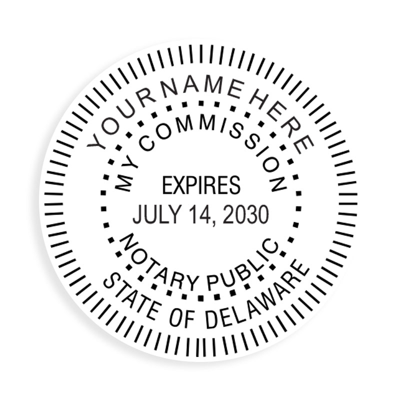 This notary public stamp for the state of Delaware adheres to state regulations and provides top quality impressions. Orders over $75 ship free!