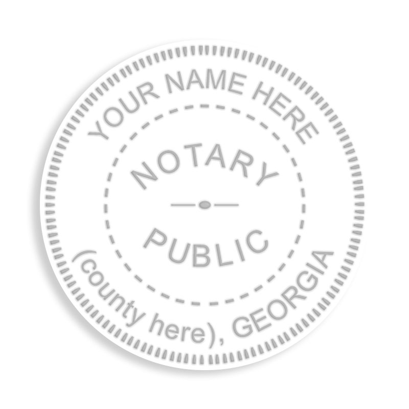 Select from 7 round seal embossers for Georgia Notaries. Customize with your name and county. Orders over $75 ship free!