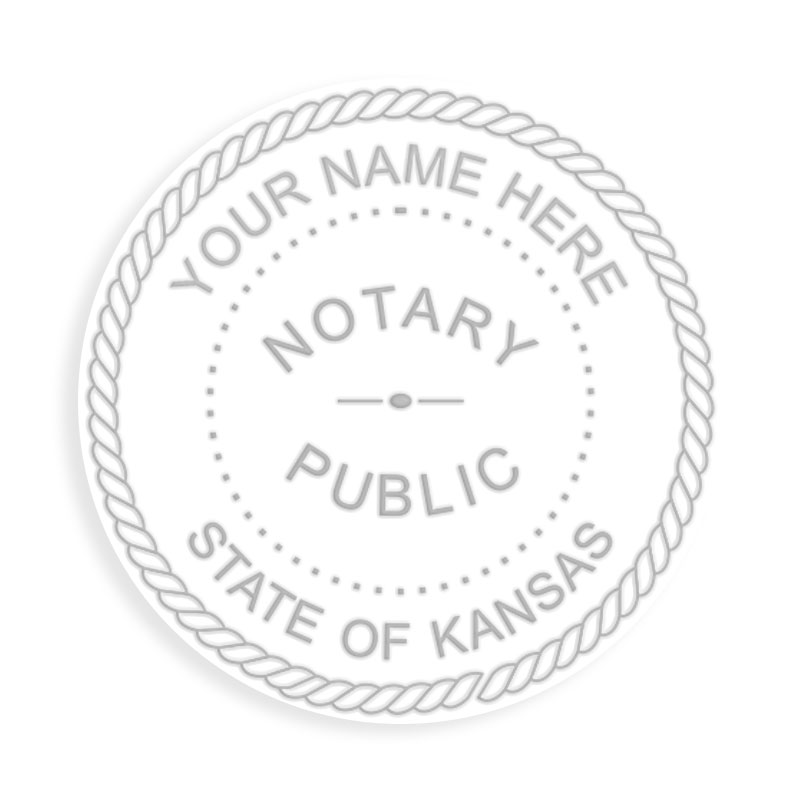 This notary public embosser for the state of Kansas adheres to state regulations, is fully customizable and provides a high quality embossed impressions.