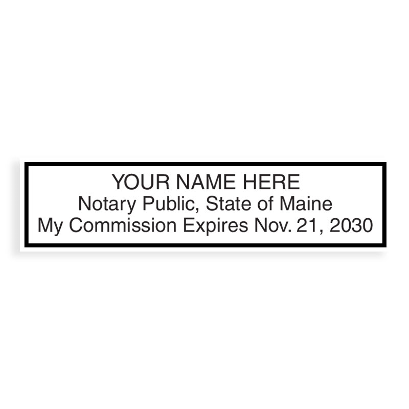 Maine notary stamps ship in 1-2 days, meet all state specifications, are fully customizable and available on 8 mounts. Free shipping on orders over $100!