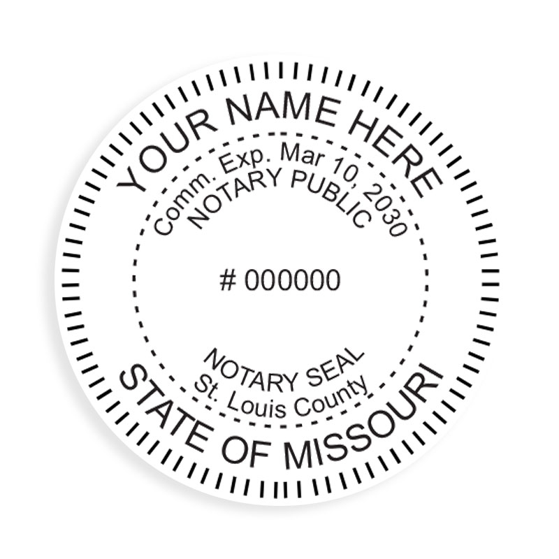 This notary public stamp for the state of Missouri adheres to state regulations and provides top quality impressions. Orders over $100 ship free!