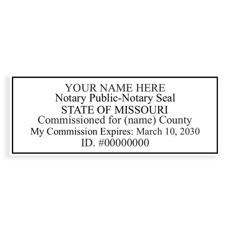 Missouri notary stamps ship in 1-2 days, meet all state specifications, are fully customizable and available on 8 mounts. Free shipping on orders over $100!