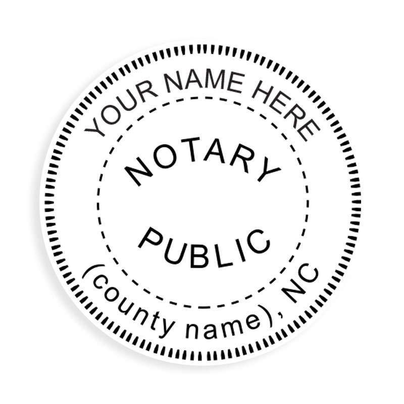 This notary public stamp for the state of North Carolina adheres to state regulations and provides top quality impressions. Orders over $75 ship free!