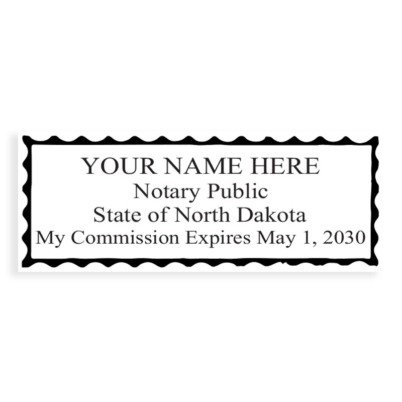 Top quality North Dakota notary stamp ships in 1-2 days, meets all state requirements and is available on 5 mount choices. Free shipping on orders over $75!