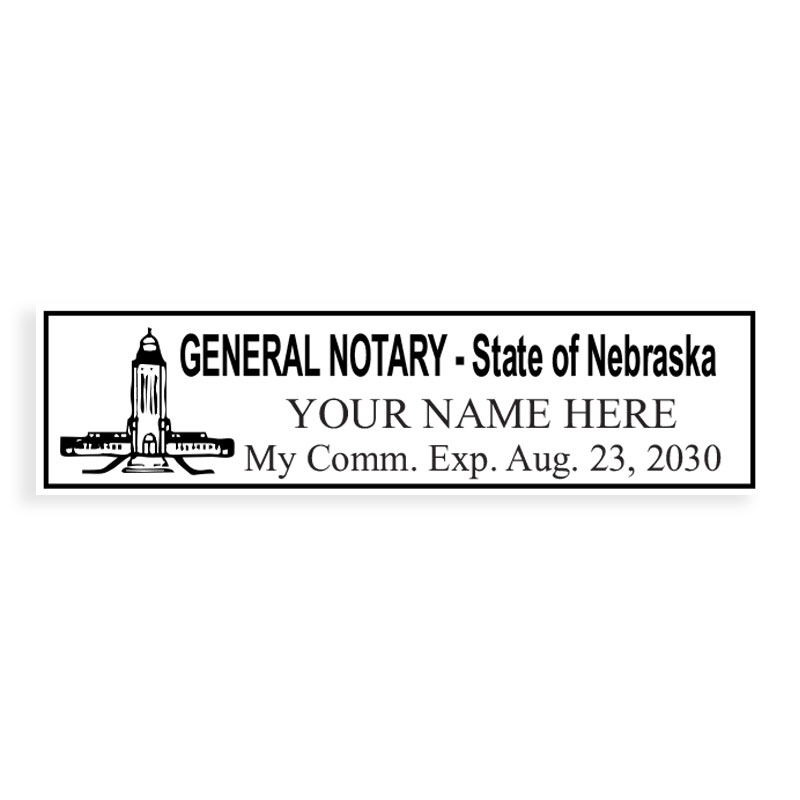 Top quality Nebraska notary stamp ships in 1-2 days, meets all state requirements and is available on 5 mount choices. Free shipping on orders over $100!