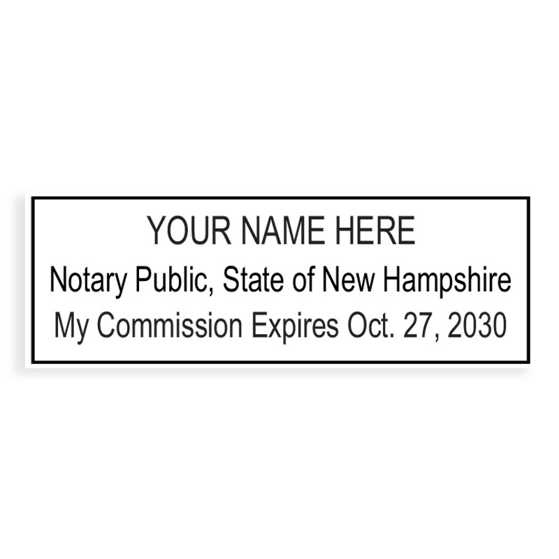 Top quality New Hampshire notary stamp ships in 1-2 days, meets all state requirements and is available on 9 mount choices. Free shipping on orders over $75!