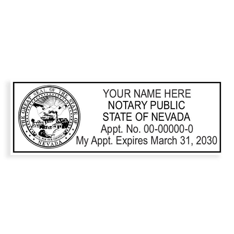 Top quality Nevada notary stamp ships in 1-2 days, meets all state requirements and is available on 5 mount choices. Free shipping on orders over $75!