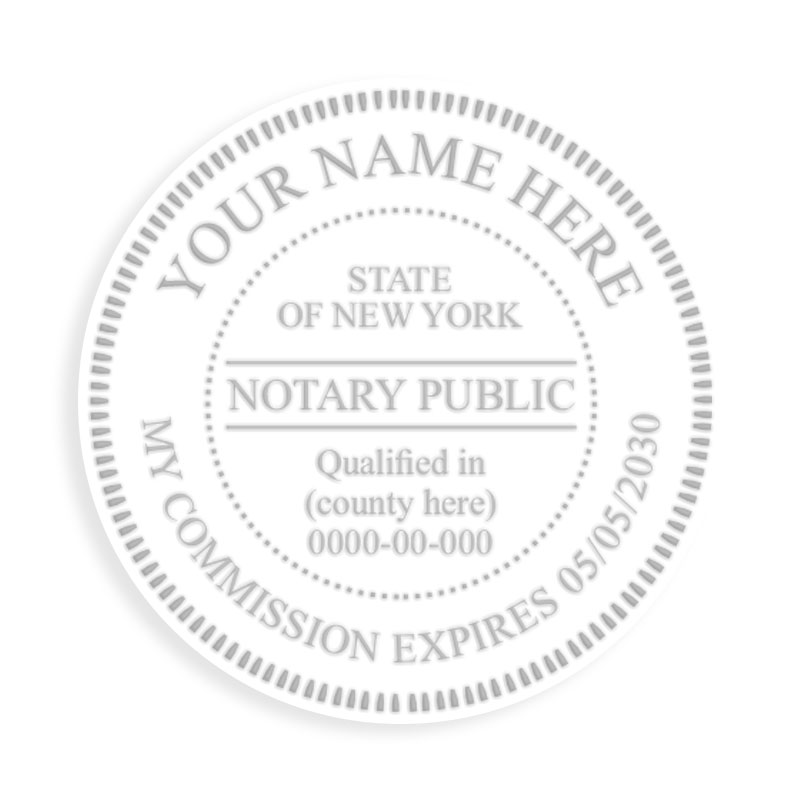 Select from 7 round seal embossers for New York Notaries. Customize with your name, county, ID no. and expiration date. Orders over $75 ship free!