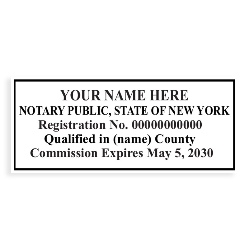 New York notary stamps ship in 1-2 days, meet all state specifications, are fully customizable and available on 5 mounts. Free shipping on orders over $75!