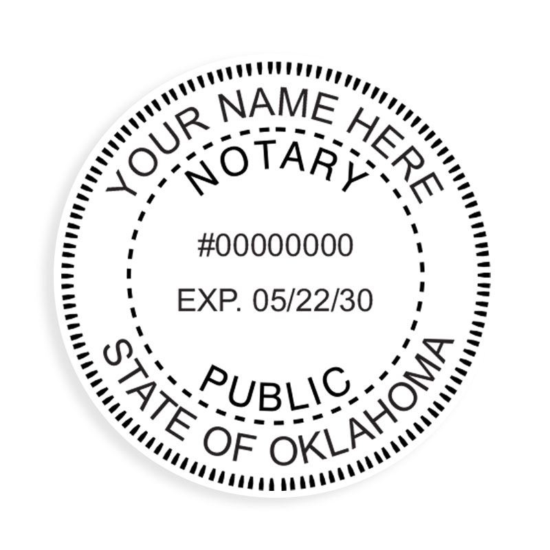 This notary public stamp for the state of Oklahoma adheres to state regulations and provides top quality impressions. Orders over $100 ship free!