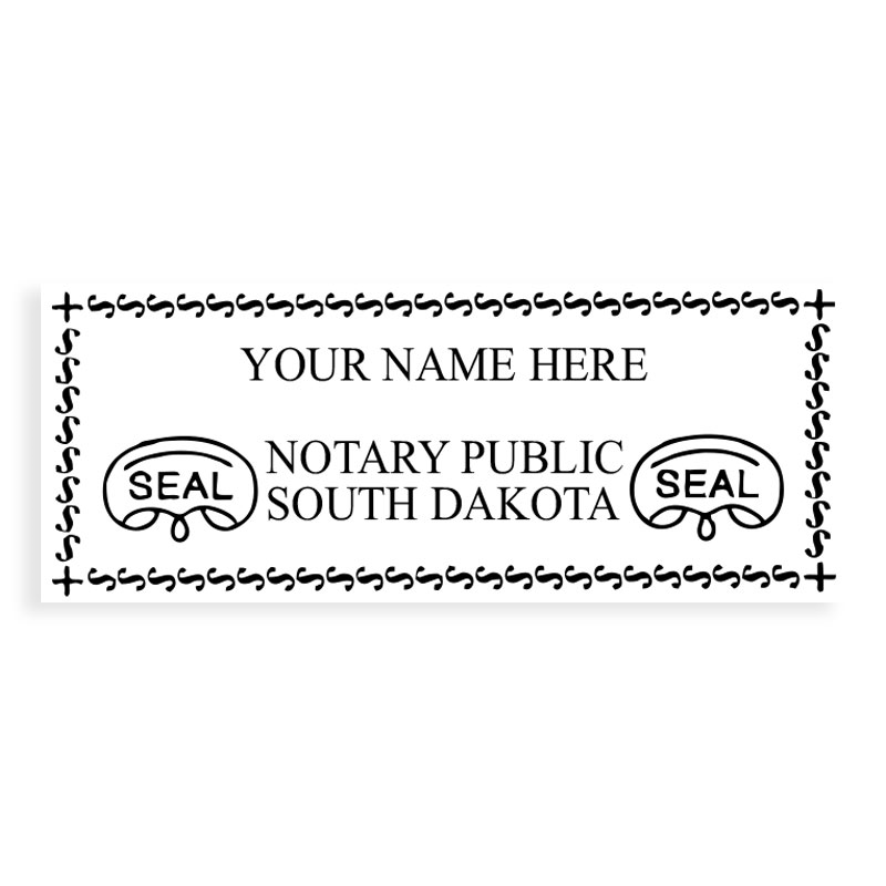 Top quality South Dakota notary stamp ships in 1-2 days, meets all state requirements and is available on 5 mount choices. Free shipping on orders over $100!