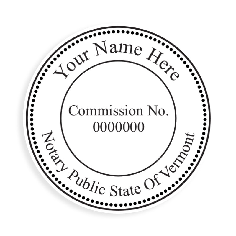 This notary public stamp for the state of Vermont adheres to state regulations and provides top quality impressions. Orders over $75 ship free!