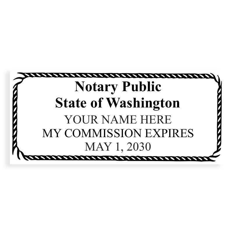 Washington notary stamps ship in 1-2 days, meet all state specifications, are fully customizable and available on 5 mounts. Free shipping on orders over $75!